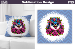 Cute Bird Floral Pillow Design | Bird Roses Sublimation Product Image 1