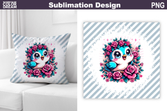 Cute Bird Floral Pillow Design | Bird Roses Sublimation Product Image 1