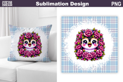 Cute Bird Floral Pillow Design | Bird Roses Sublimation Product Image 1