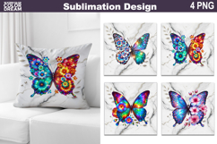 Butterfly Flowers Pillow | Butterfly Floral Sublimation Product Image 1