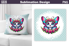 Butterfly Floral Pillow Design | Butterfly Roses Sublimation Product Image 1
