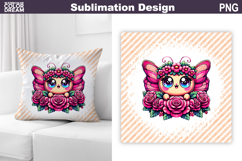 Butterfly Floral Pillow Design | Butterfly Roses Sublimation Product Image 1