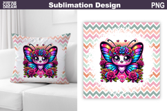 Butterfly Floral Pillow Design | Butterfly Roses Sublimation Product Image 1