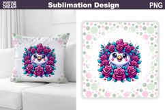 Chicken Floral Pillow Design | Chicken Roses Sublimation Product Image 1