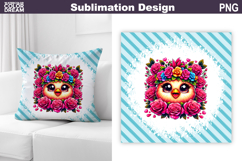 Chicken Floral Pillow Design | Chicken Roses Sublimation Product Image 1