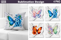 Butterfly Flowers Pillow | Butterfly Floral Sublimation Product Image 1