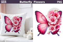 Butterfly Flowers Clipart | Pink Butterfly Sublimation Product Image 1