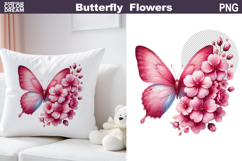 Butterfly Flowers Clipart | Pink Butterfly Sublimation Product Image 1