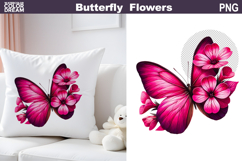 Butterfly Flowers Clipart | Pink Butterfly Sublimation Product Image 1