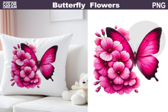 Butterfly Flowers Clipart | Pink Butterfly Sublimation Product Image 1