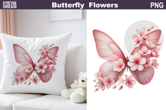 Butterfly Flowers Clipart | Pink Butterfly Sublimation Product Image 1