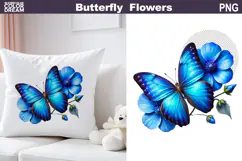 Butterfly Sublimation | Blue Butterfly Floral Clipart Product Image 2