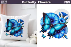 Butterfly Sublimation | Blue Butterfly Floral Clipart Product Image 3