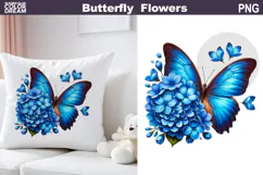 Butterfly Sublimation | Blue Butterfly Floral Clipart Product Image 5
