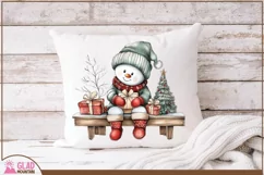 Vintage Snowman Christmas Png, Christmas Snowman clipart Product Image 7