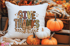 Give Thanks Boho faux embroidery png, Thanksgiving Fall png Product Image 5