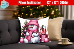 Grumpy snowman Christmas Pillow Sublimation Product Image 1