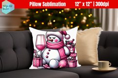 Grumpy snowman Christmas Pillow Sublimation Product Image 1