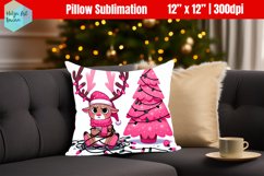 Grumpy Deer Christmas Pillow Sublimation Product Image 1