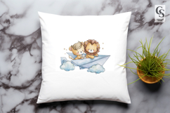 Cute Lion Paper Plane Clipart Sublimation PNG Product Image 3