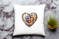 Rustic Wooden Heart with Flowers Clipart Sublimation PNG Product Image 3