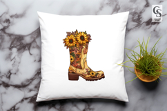 Watercolor Sunflower Boots Autumn Floral Clipart Product Image 3