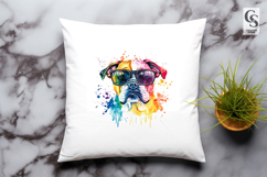 Bulldog with Sunglasses Watercolor PNG Clipart Product Image 2
