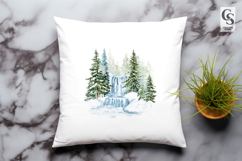 Winter Waterfall Forest Sublimation Clipart PNG Product Image 2