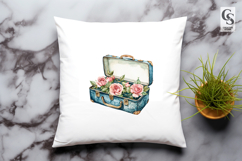 Vintage Suitcase with Roses Clipart Sublimation PNG Product Image 2