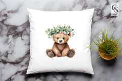 Bear with Eucalyptus Crown Clipart Sublimation PNG Product Image 2