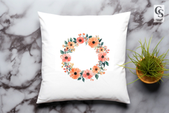 Peach Floral Wreath Clipart Sublimation PNG Product Image 2