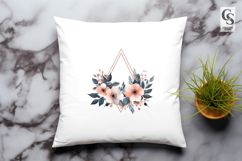 Blush Floral Triangle Frame Clipart Sublimation PNG Product Image 2