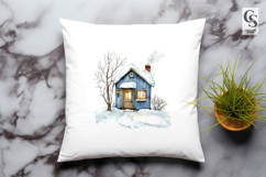 Snow Cabin House Clipart Sublimation PNG Product Image 2