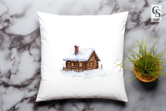Rustic Winter Cabin and Barn Sublimation Clipart PNG Product Image 2