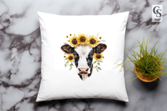 Sunflower Cow Head Floral Clipart Sublimation PNG Product Image 2