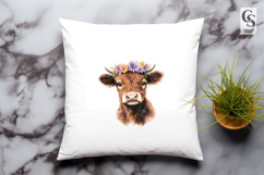Floral Cow Head Clipart Sublimation PNG Product Image 2