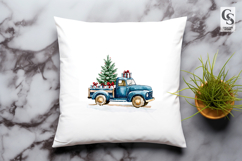 Vintage Blue Truck Clipart Sublimation PNG Product Image 2