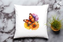 Orange Butterfly Daisy Clipart Sublimation PNG Product Image 2