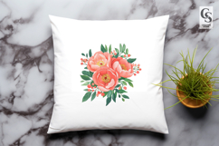 Coral Peony Floral Clipart PNG Product Image 2