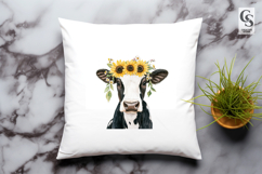 Floral Cow Head Watercolor Clipart Sublimation PNG Product Image 2