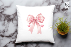 Pink Heart Ribbon Bow Clipart Sublimation PNG Product Image 2