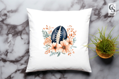 Watercolor Floral Football Clipart Sublimation PNG Product Image 2