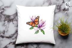 Orange Butterfly with Magnolia PNG Product Image 2