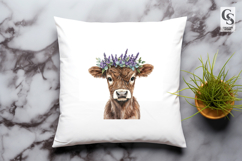 Lavender Cow Head Clipart Sublimation PNG Product Image 2