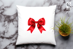Red Satin Ribbon Bow Clipart Sublimation PNG Product Image 2
