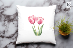 Pink Tulip Flower Sublimation Clipart PNG Product Image 2