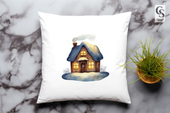 Cozy Winter Cottage Clipart Sublimation PNG Product Image 2