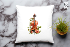 Vintage Violin Floral Clipart Sublimation PNG Product Image 2