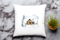 Winter Cabin House Clipart Sublimation PNG Product Image 2