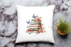 Vintage Books with Butterflies and Roses PNG Product Image 2